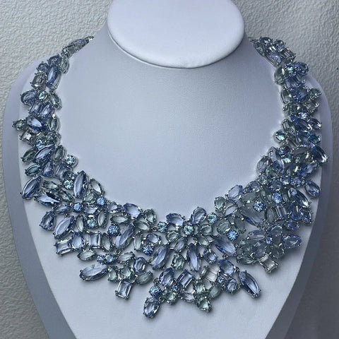 2025 New Fine Party Jewelry Set Charm Blue Candy Crystal Fashion High Quality Necklace Bracelet Earrings Romantic Gift for Women
