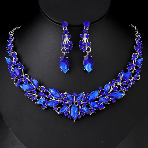 Luxury Women Necklace Earrings Set High-end Crystal Earrings Necklace Jewelry Set Bridal Wedding Party Banquet Wear Jewelry Gift