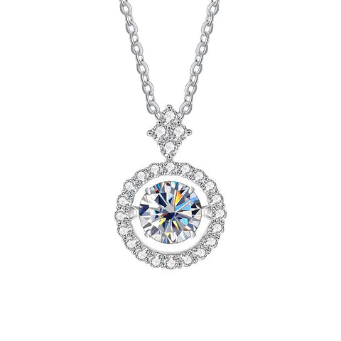 JoyceJelly 1CT Moissanite Diamond Necklace S925 Sterling Silver Beating Heart Pendant Clavicle Chain VVS D Color 3EX Cut Round