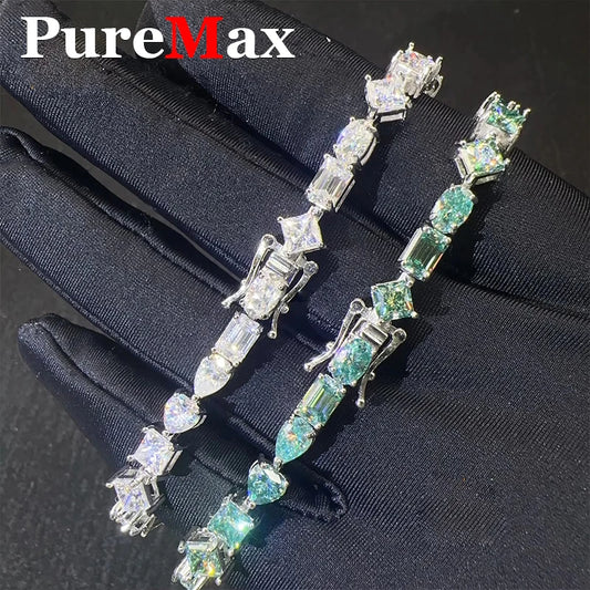 PureMax Fashion 5mm Blue Green Pass diamond Bracelet
