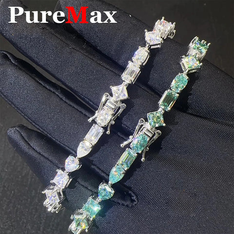 PureMax Fashion 5mm Blue Green Pass diamond Bracelet