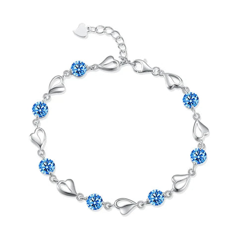 Versatile Pure Silver Crystal Lovers Wristband