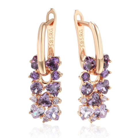 Kinel Hot Shiny Purple Natural Zircon Drop Earrings
