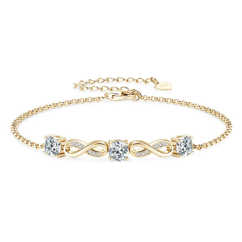 18k Gold Plated 5mm 1.5CTW Moissanite Infinity Bracelet