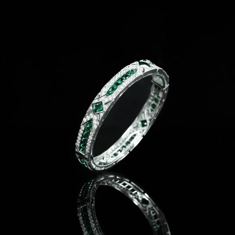 925 Sterling Silver Princess Cut Emerald
