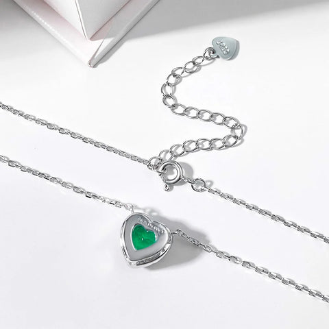 Serenity 1ct Heart Cut Colombian Emerald Necklace for Women 100% S925 Sterling Silver Plated 18K Pendant Necklace Fine Jewelry