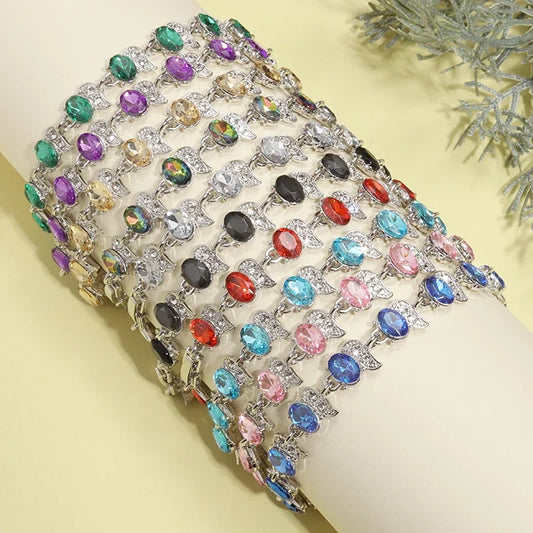 Graceful Green Crystal Leaf Bracelet