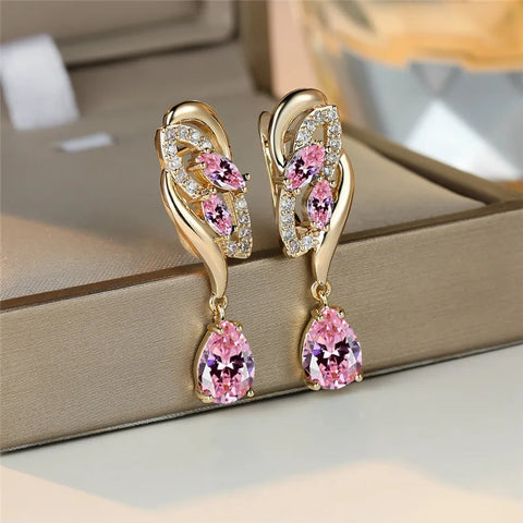 Cute Female Green Zircon Stone Earrings