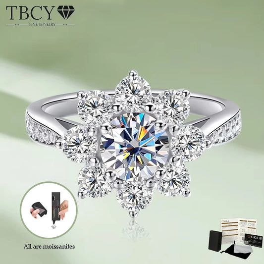 TBCYD 6MM D Color Sunflower Full Moissanite Ring