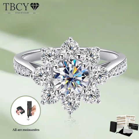 TBCYD 6MM D Color Sunflower Full Moissanite Ring