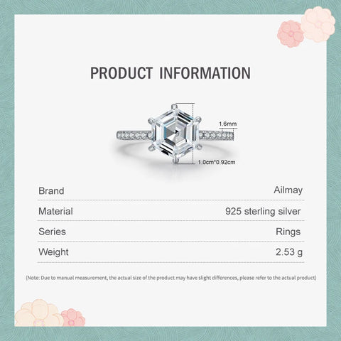 Ailmay Sparkling Hexagon Ring Fashion 925 Sterling Silver - BOLEVARD RING