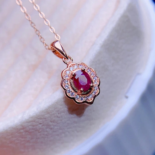 Natural ruby pendant necklace for women silver 925 jewelry luxury gem stones 18k gold plated free shiping items