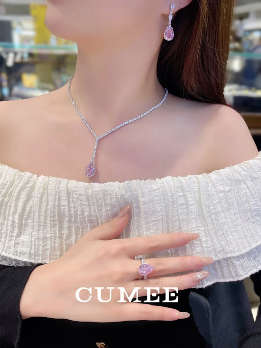 CUMEE large carat Pear artificial pink gemstone