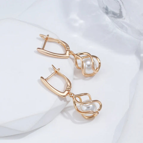 Kinel Luxury 585 Rose Gold Drop Earrings