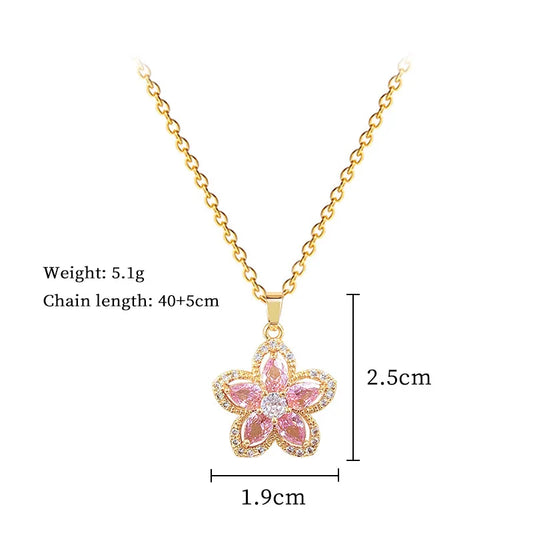 DIEYURO 316L Stainless Steel Pink Rhinestone