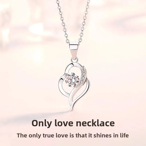 Pure Silver Necklace Women's 2021 New Style Heart Shaped Pendant Birthday Gift Ideal For Girls Friends Day Gift