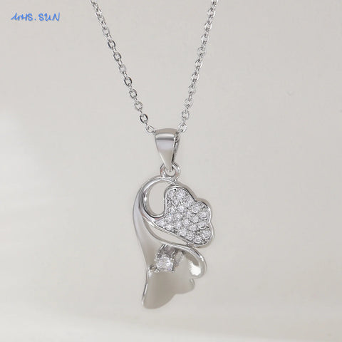SUNSLL Unique Cubic Zircon Flower Pendant Necklaces For Women Girls Gold Plated Simple Clavicle Chain Daily Jewelry 1Pcs
