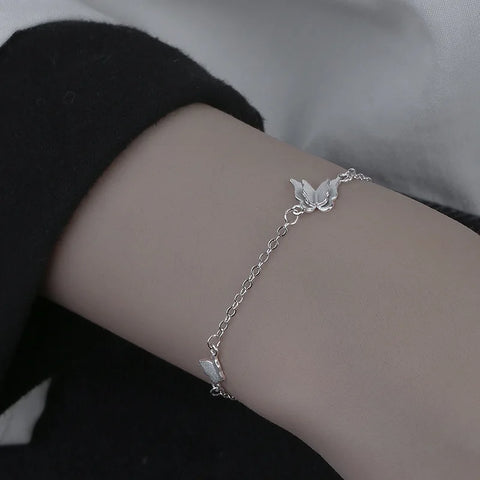 VENTFILLE 925 Silver Diamond-Studded Butterfly Bracelet
