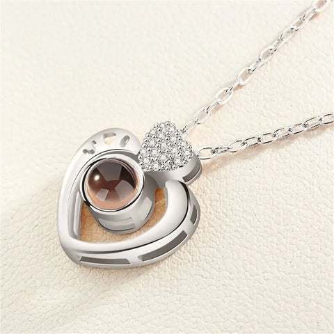 New Fashion Unisex Titanium Steel Necklace Heart Shaped Photo Picture Locket Lover Friend Pendant Chain Jewelry Accessoires