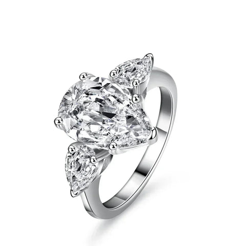 3ct Waterdrop Shape High Carbon Diamond Rings