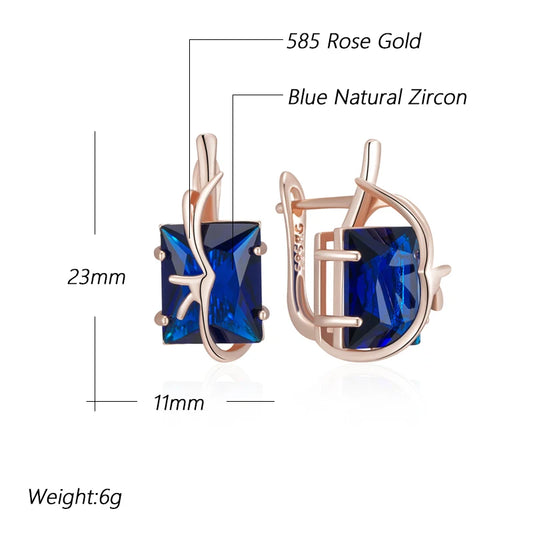 Kinel Hot Square Blue Natural Zircon Drop Earrings