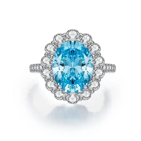 Luxury white gold solid platinum PT950 women's diamond ring
