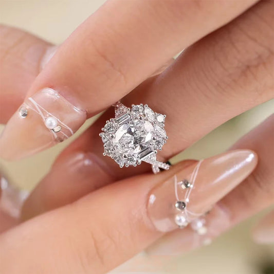 1 Carat D Color Oval Cut Moissanite Diamond Ring
