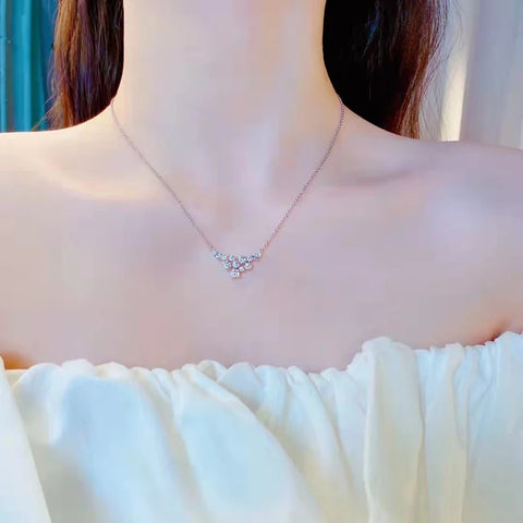OEVAS 100% 925 Sterling Silver Full High Carbon Diamond Wing Pendant Necklace For Women Sparkling Wedding Party Fine Jewelry