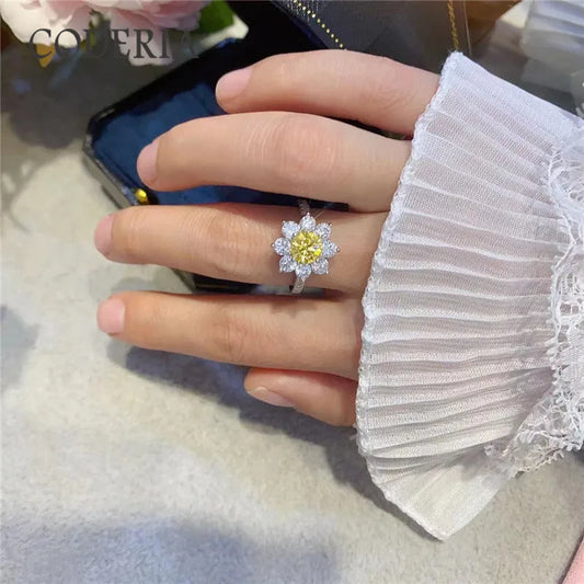 Lemon Yellow Color Moissanite 2.0CT Rings