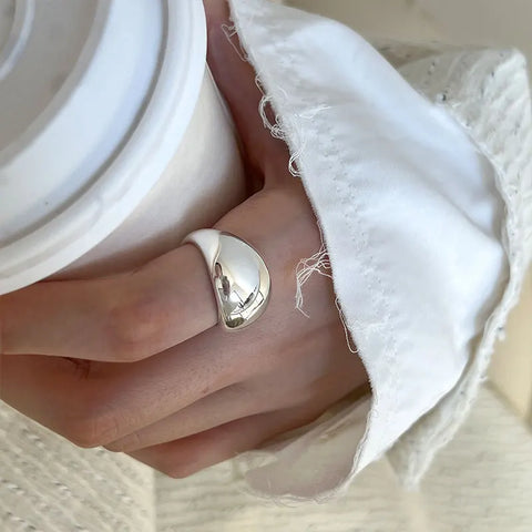 925 Sterling Silver White Lotus Adjustable Rings For Women Engagement Wedding Vintage Luxury Jewelry Accessories Wholesale