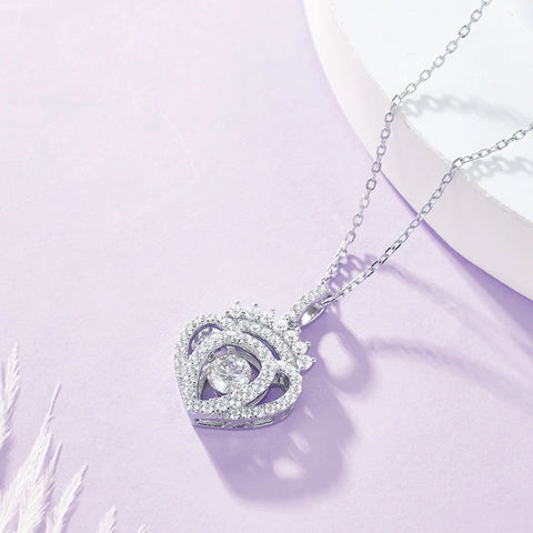 925 Sterling Silver Smart Heart Women's Necklace 0.5CT D Color VVS Moissanite Pendant Necklace Jump Gem fashion exquisite jewelr