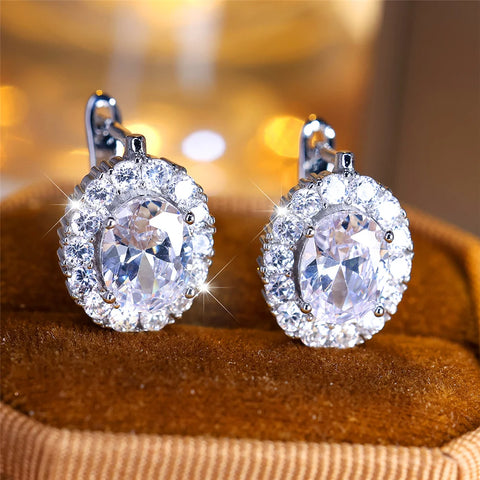 Cute Small Blue Green Zircon Stone Hoop Earrings