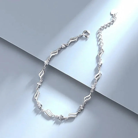 Retro 925 Sterling Silver Blue Crystal Bracelets