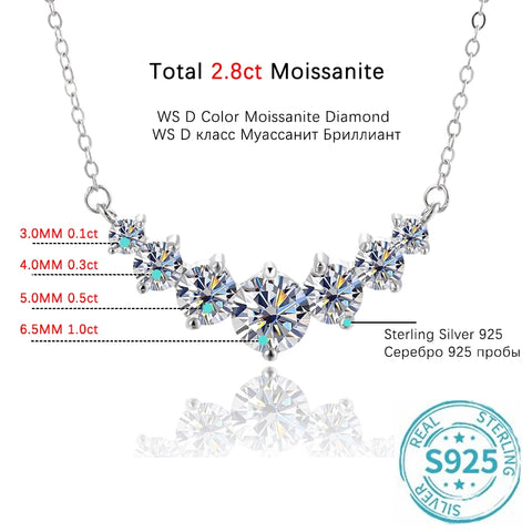 BLUEENCH Moissanite Necklace for Woman Wedding Fine Jewely with Certificates 925 Sterling Sliver Plated 18k White Gold Necklace