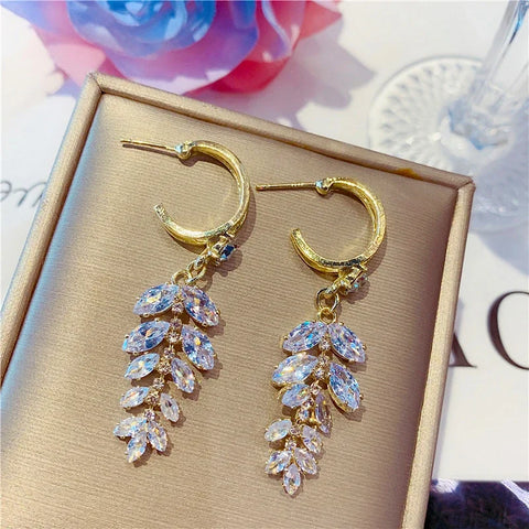 Zircon Wheat Tassel Pendant Gold Color U-shaped