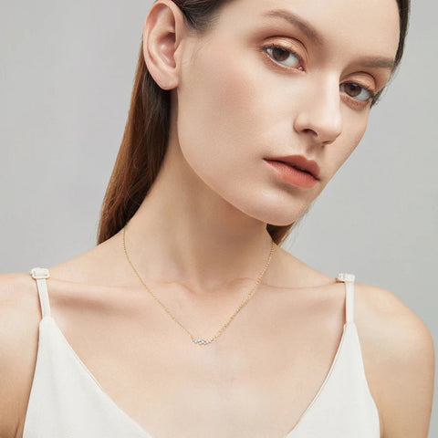 Lnkry Delicate Moissanite Necklace With Certificate For Women 925 Silver Original Certified Cluster Pendant Necklace Jewelry