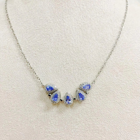ZECAA Tanzanite 925 Jewelry Pendant For Woman With Tanzanite Gemstone 3*5mm Pendant S925 Silver Tanzanite Pendant