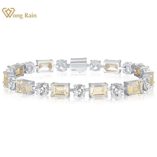 Wong Rain 100% 925 Sterling Silver Round Emerald Cut