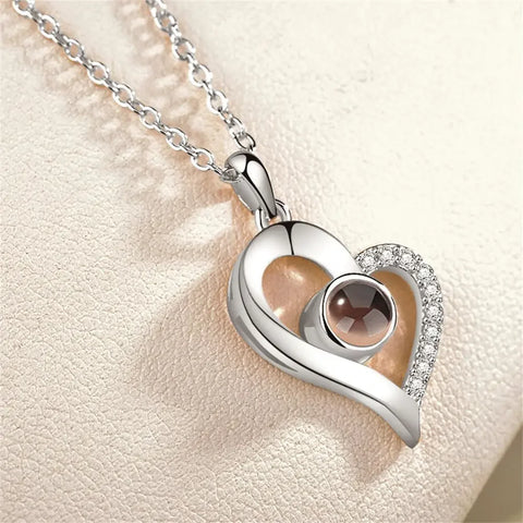New Fashion Unisex Titanium Steel Necklace Heart Shaped Photo Picture Locket Lover Friend Pendant Chain Jewelry Accessoires