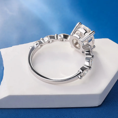 1ct 2ct Oval Cut All Moissanite Engagement Ring