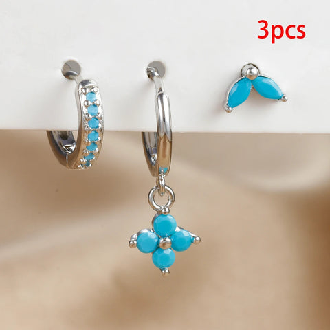 3PCS Exquisite Green Zircon Hanging Earrings