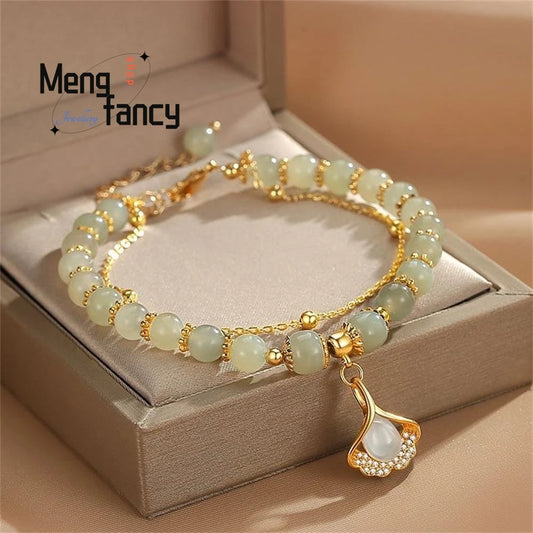 Natural Hetian Jasper Three Lifetimes Bracelet