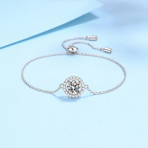 NeeTim 1ct 6.5mm Moissanite Bracelet