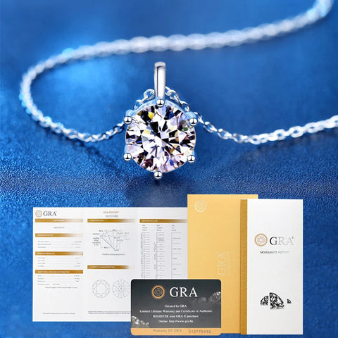 2.0ct VVS1 D Color Moissanite Necklace 925 Soild Sterling Sliver Chain with Certificate Fine Jewelry for Woman Jewelry