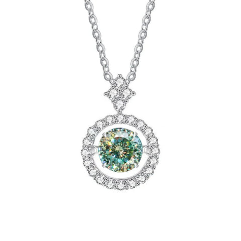 JoyceJelly 1CT Moissanite Diamond Necklace S925 Sterling Silver Beating Heart Pendant Clavicle Chain VVS D Color 3EX Cut Round