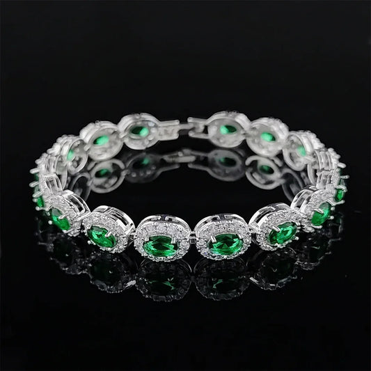 18cm Goth Blue Red Green Black Color Oval Bracelet