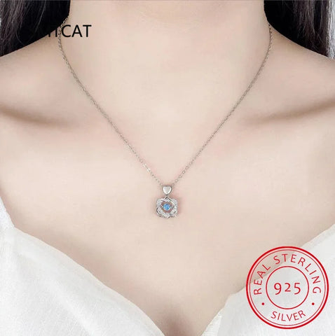 0.5ct GRA Moissanite Necklace for Women Sparkling Simulated Diamond Pendant Beating Heart S925 Silver Fine Jewelry Gift