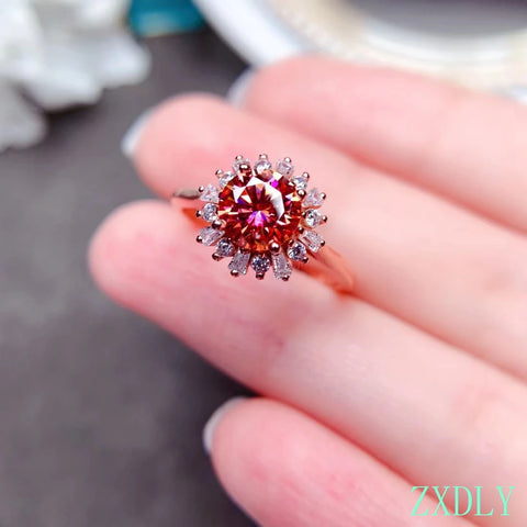 Newest Watermelon Red Moissanite Ring