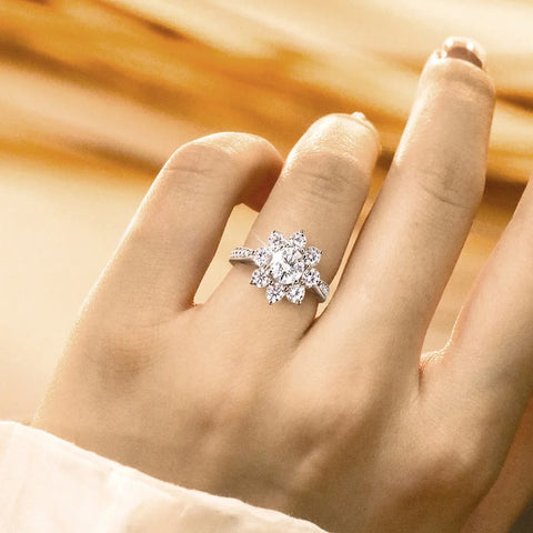 TBCYD 6MM D Color Sunflower Full Moissanite Ring
