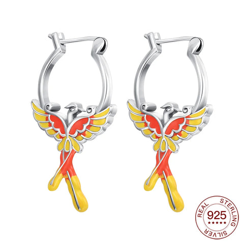 925 Sterling Silver Elegant Sparkling Lucky Clover Hoops Earring